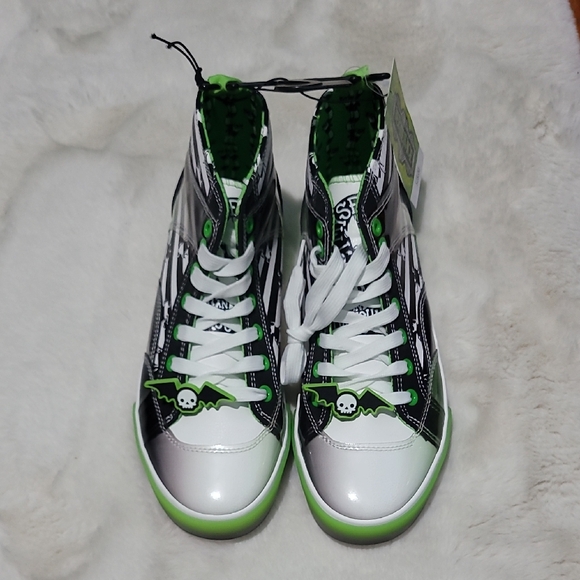 Beetlejuice Green and Black High-Top Sneakers - Picture 1 of 8